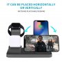 Încărcător wireless de birou, 3 în 1, pentru iPhone / Apple Watch / AirPods - negru